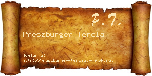 Preszburger Tercia névjegykártya